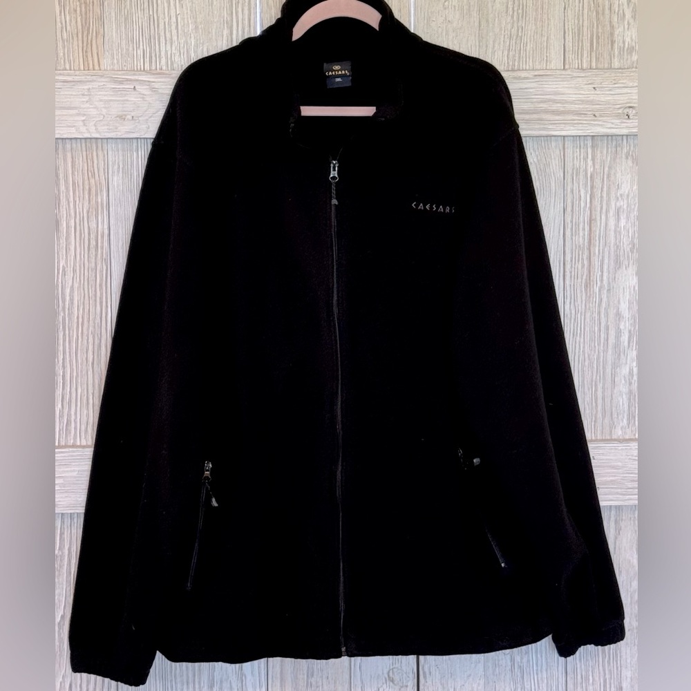 Caesers Black Fleece Zip-Up Jacket sz 3 XL unisex